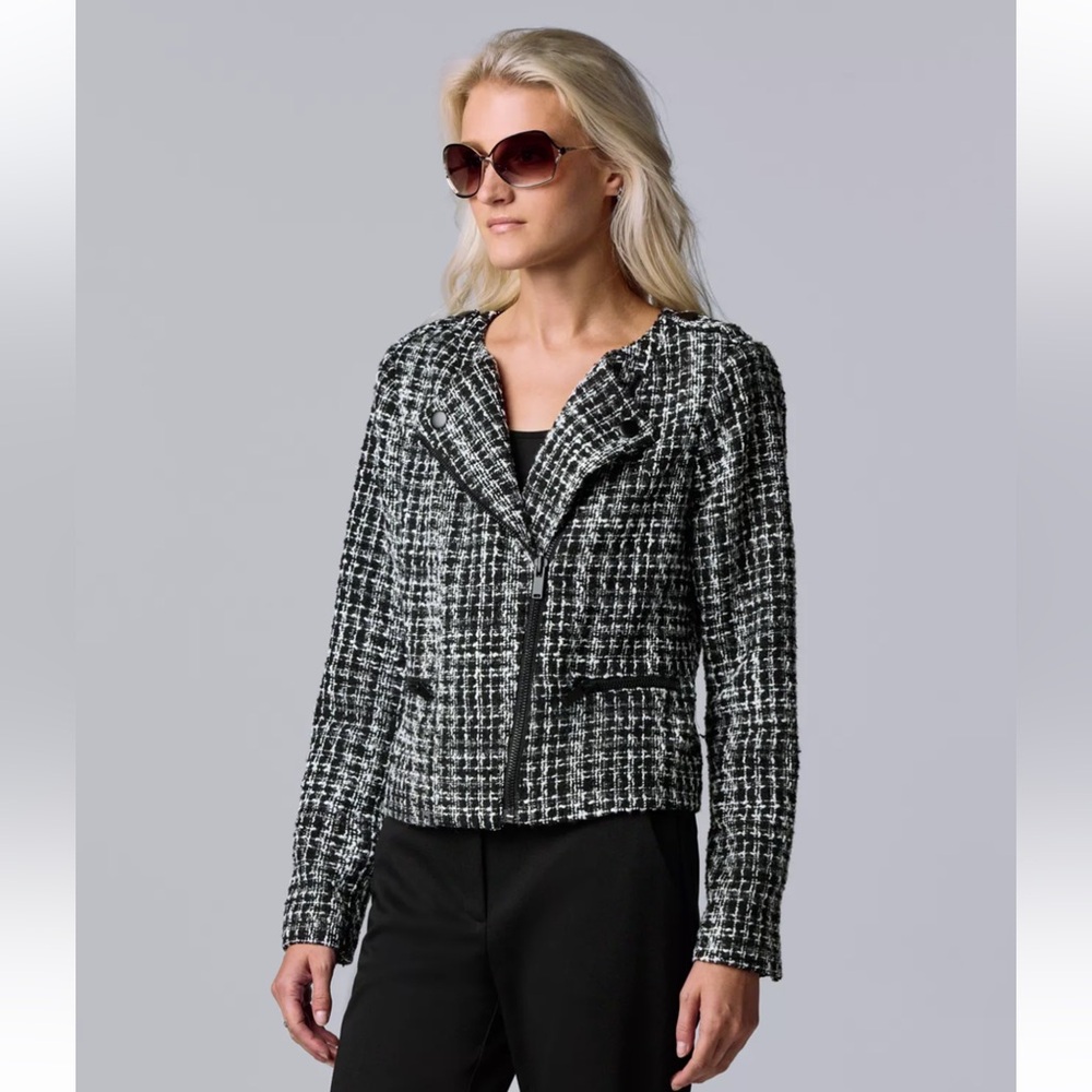 Simply Vera Vera Wang Black and White Tweed Blazer
